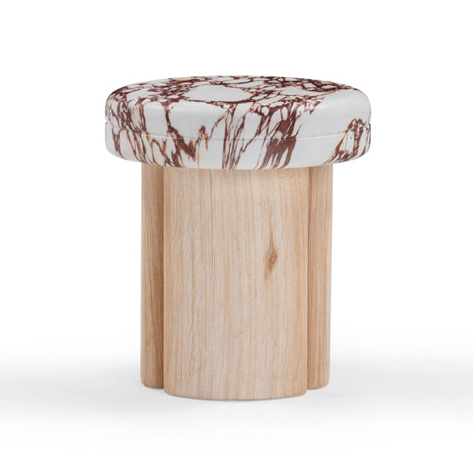 Tov Furniture Sheila Wood and Breccia Capraia Textured Concrete Side Table