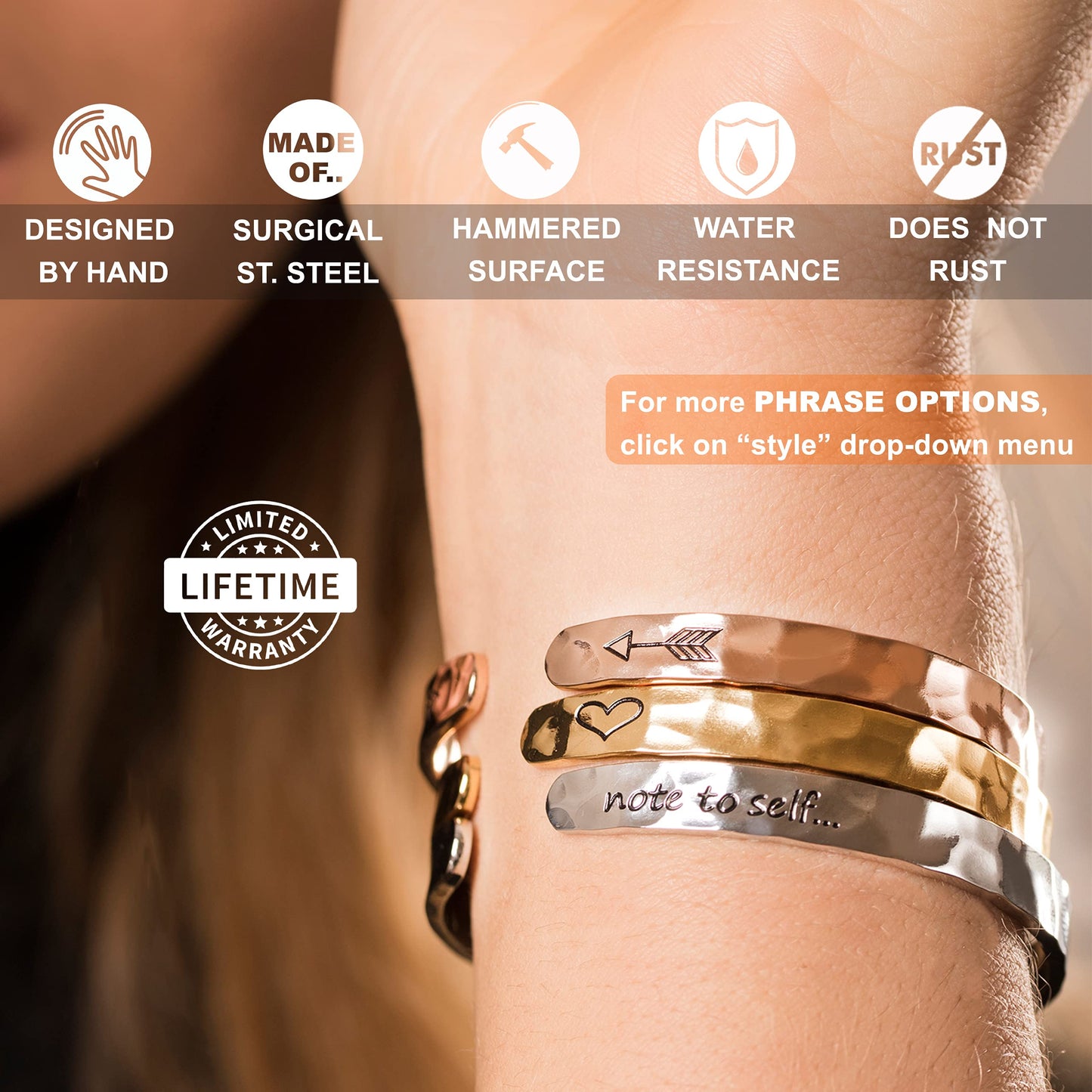 Carviell Gold Cuff Bracelets for Women, Funny Gifts for Women, for Mom, Best Friend, Engraved Cuff Jewelry