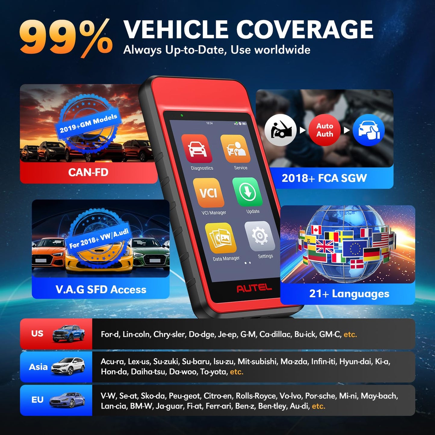 Autel MD909 PRO MaxiDiag OBD2 Scanner, 2026 MD909PRO BT Lite of MaxiCOM MK808S MX808S MK900, CAN FD, All System Diagnostic Tool, Up of MD906 PRO MD808 MD806, 11 Service, Battery Test, Free Update, FCA