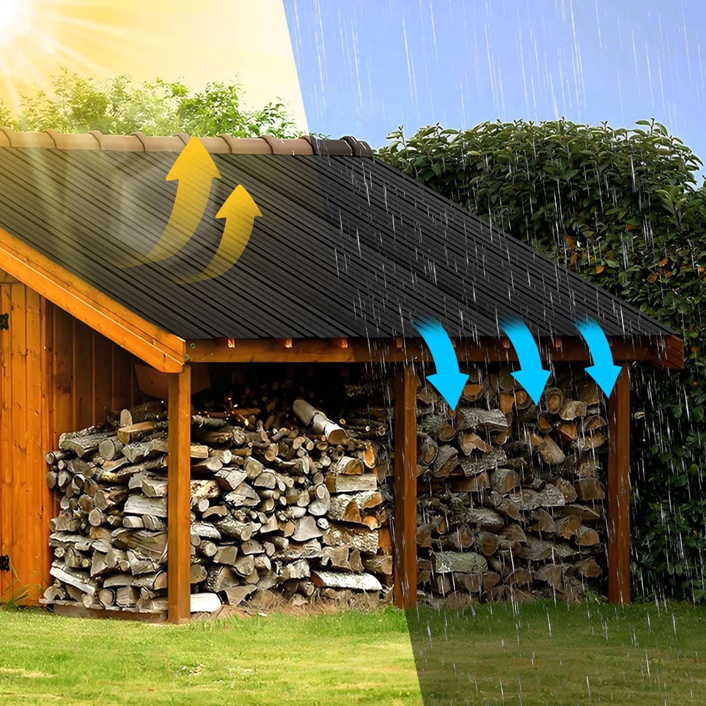 Metal Roofing Panels - 20 Pcs Waterproof Heavy Duty Metal Roof Panels Galvanized Steel Corrugated Tin Roof Panel for Carports Tool Sheds Patio Porch Pergola, Easy to Install Black, 60.6x17.7in