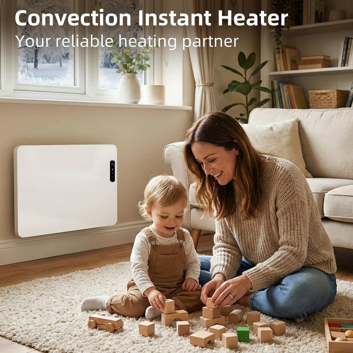 Wall Convection Space Heater Panel, Smart WiFi Wall Mounted Electric Heater for Indoor Use, 400W Energy Efficient Heaters with Remote & APP Control, Quiet Heaters for Bedroom, Office