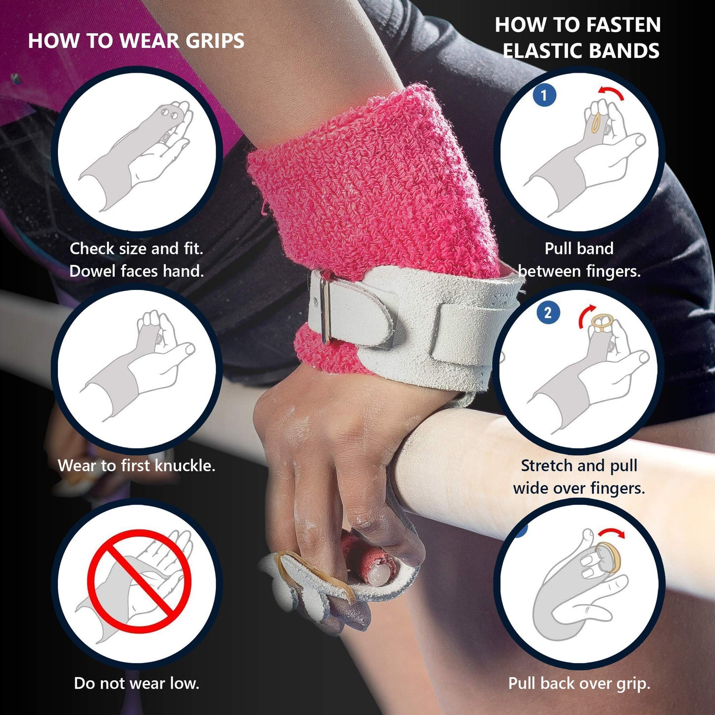 US Glove Women Hot Shot Uneven Bar Gymnastics Grips - Gymnastics Bars Grips, Made in USA, Leather, Single Buckle, Size 2 (6 3/8")