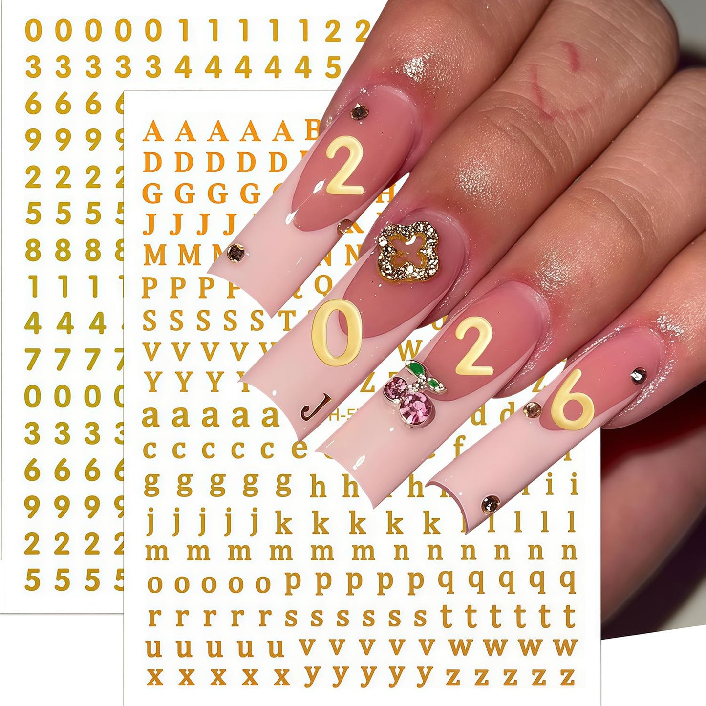 8 Sheets Letter Nail Art Stickers Number Nail Decals 3D Self Adhesive Gold Silver Letters and Numbers Nail Stickers Design Letter Number Mixed Style Decals for Women Daily DIY Manicure Decoration