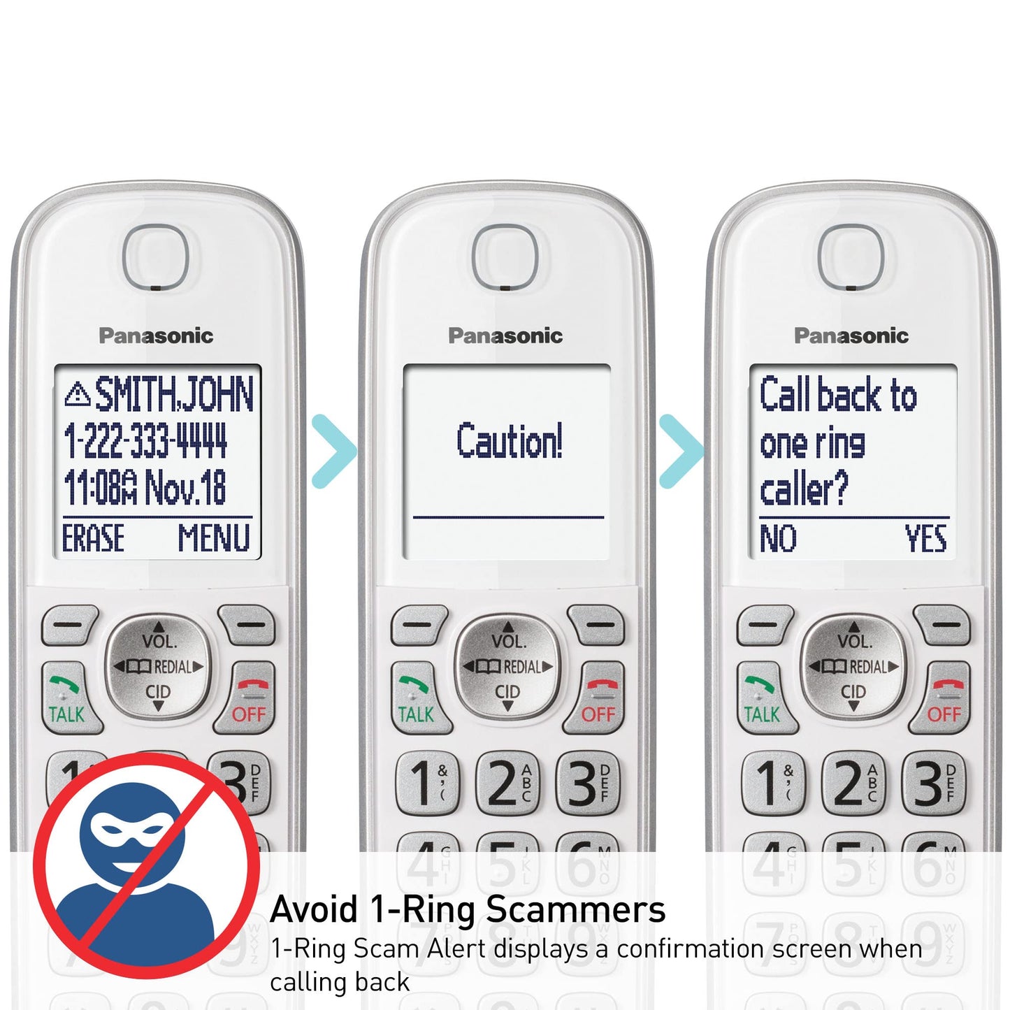 Panasonic Cordless Phone with Answering Machine, Link2Cell Bluetooth Home Phones, Voice Assistant and Advanced Call Blocking, Expandable System with 3 Handsets - KX-TGD863W (White)