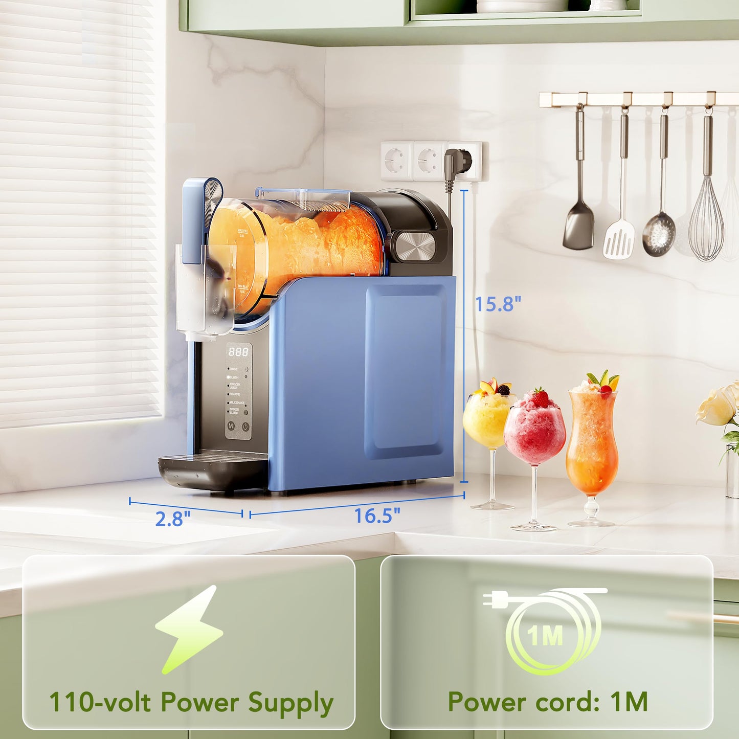 Slushie Machine, Slushy Machine for Home, Frozen Margarita Machine No Ice Needed,5 Preset Programs, for Frozen Drink Maker, Milk Shakes, Slush, Cocktail, Juices