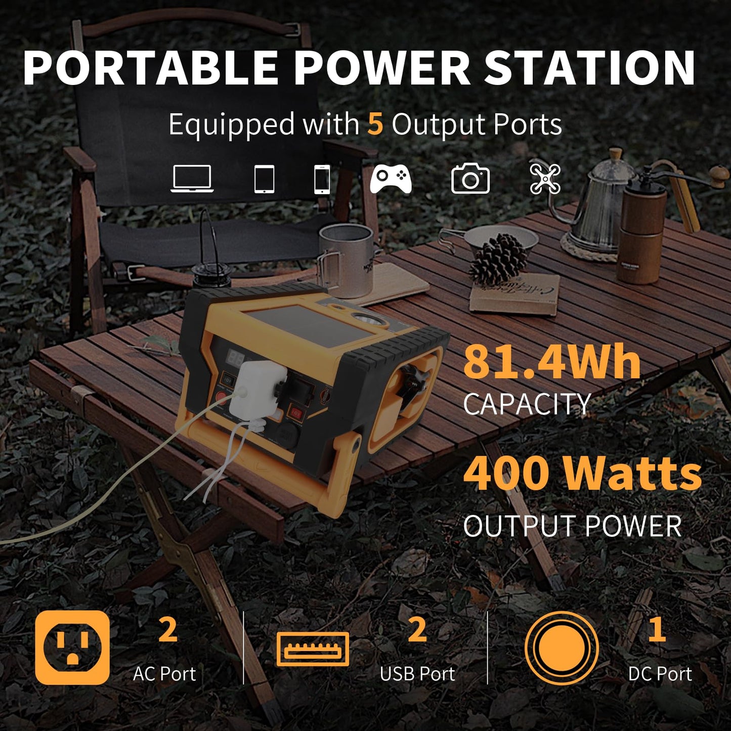 2000A Peak Jump Starter with Air Compressor, Portable Power Station with 400W Inverter, 12V Car Battery Booster for 8.5L Gas/Diesel Engines