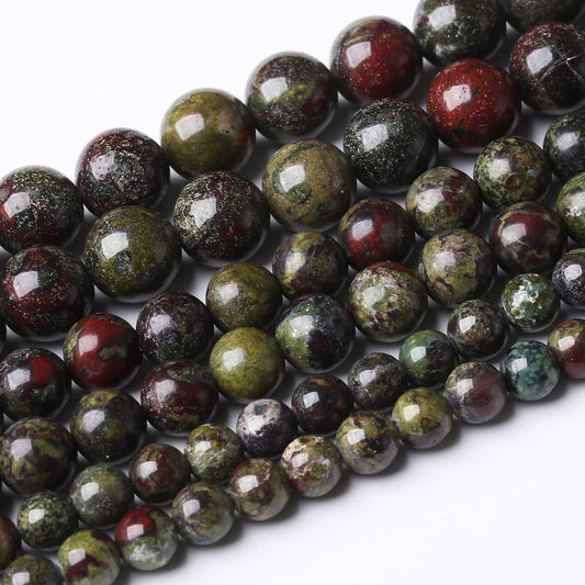 45PCS 8MM Natural Dragon Blood Stone Beads Round Loose Stone Beads for Jewelry Making DIY Energy Stone Healing Power Bracelet 15"