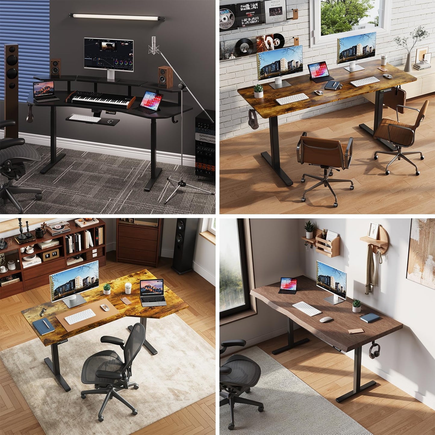 Gamork Dual Motor Electric Standing Desk Frame,Adjustable height and length,The maximum size it can accommodate is 63*28 inches for the tabletop,3 Preset Heights,Rated for 264 pounds of weight.Black