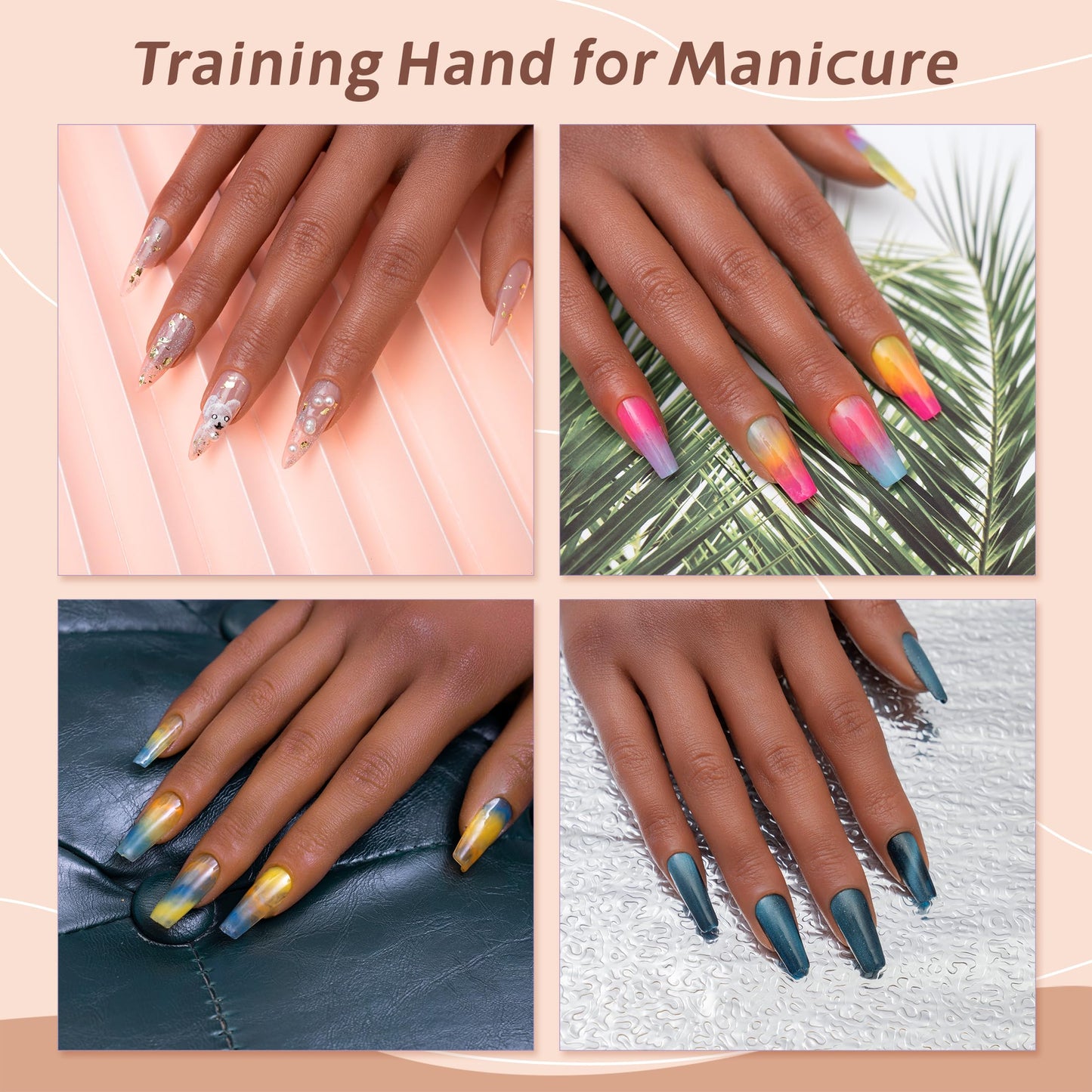 Veikmv Practice Hand for Acrylic Nails,Professional Mannequin Training Hand with Flexible Fingers for Acrylic Nails,Gel Polish & Nail Art,Complete Practice Kit for Manicure Beginners