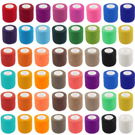 Enjamyo 120 Rolls Self Adhesive Bandage Wrap,2 Inch x 5 Yard Colorful Self Adherent Wrap,Athletic Elastic Sports Tape,Breathable Stretch Bandage Tape for Sports Wrist Ankle Sprains(30 Colors)