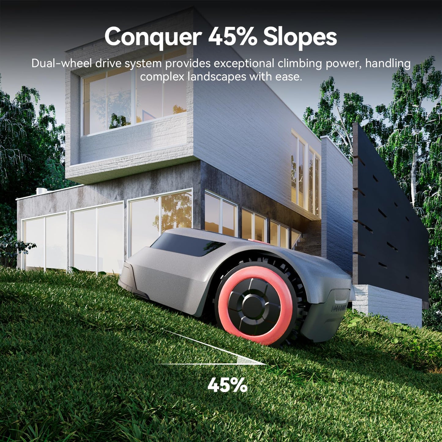 Redkey MGC500 Robot Lawn Mower with 393ft Boundary Wires for 0.12 Acre (1/8 Acre), 45% Slope, 70Mins Runtime, Auto Recharge, Automatic Robotic Lawn Mower w/Precise Location & Breakpoint Detection