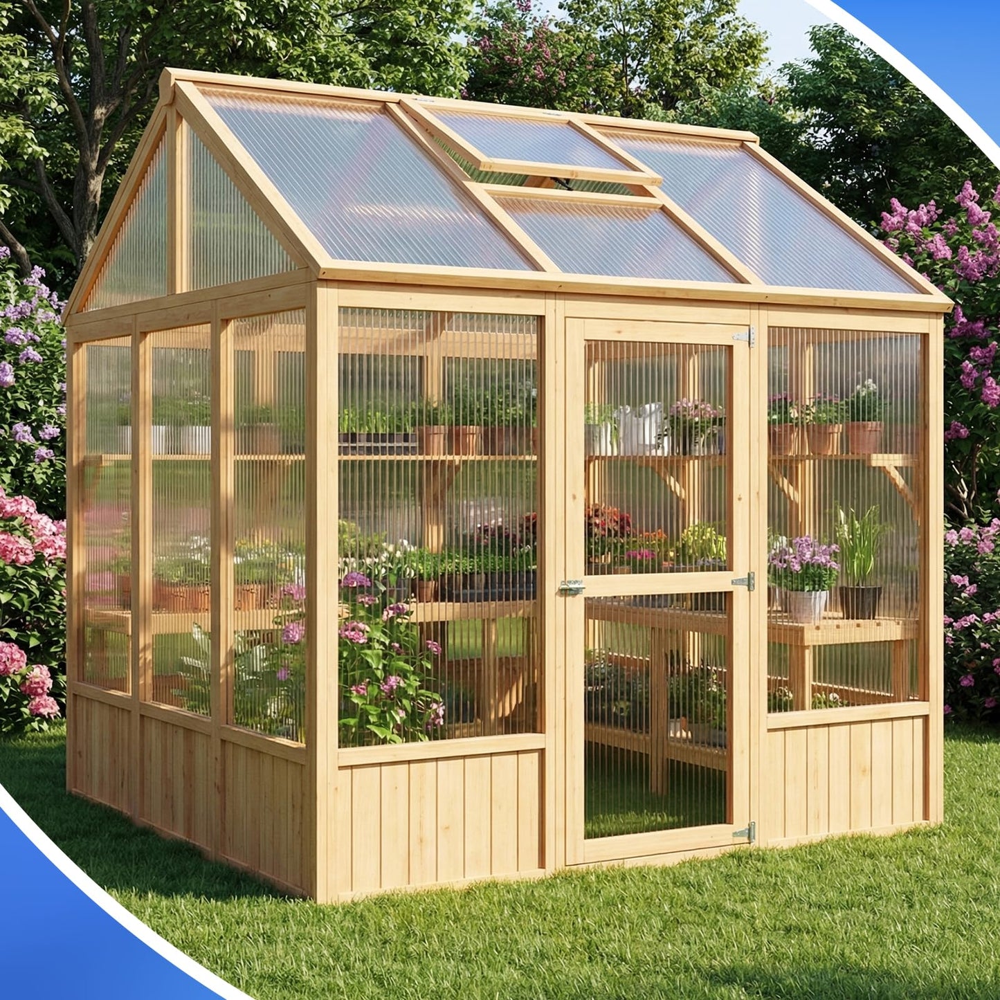 9 Pack Polycarbonate Greenhouse Panels, 6' x 4' x 0.16" Twin-Wall Polycarbonate Sheets Include 4 H Connectors and 25 W-Clips, Waterproof UV Protected Impact Resistance Clear Roofing Sheets for Garden