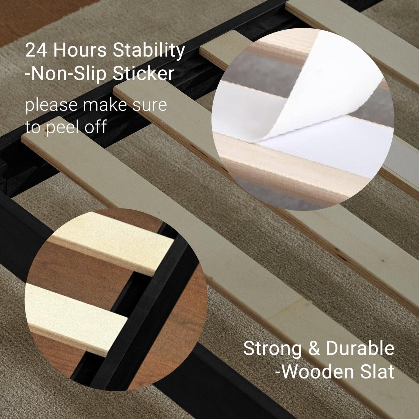LIFEMENT Queen Classic Wood Platform Bed Frame, Noise Free, Under Bed Storage, No Box Spring Needed, Easy Assembly