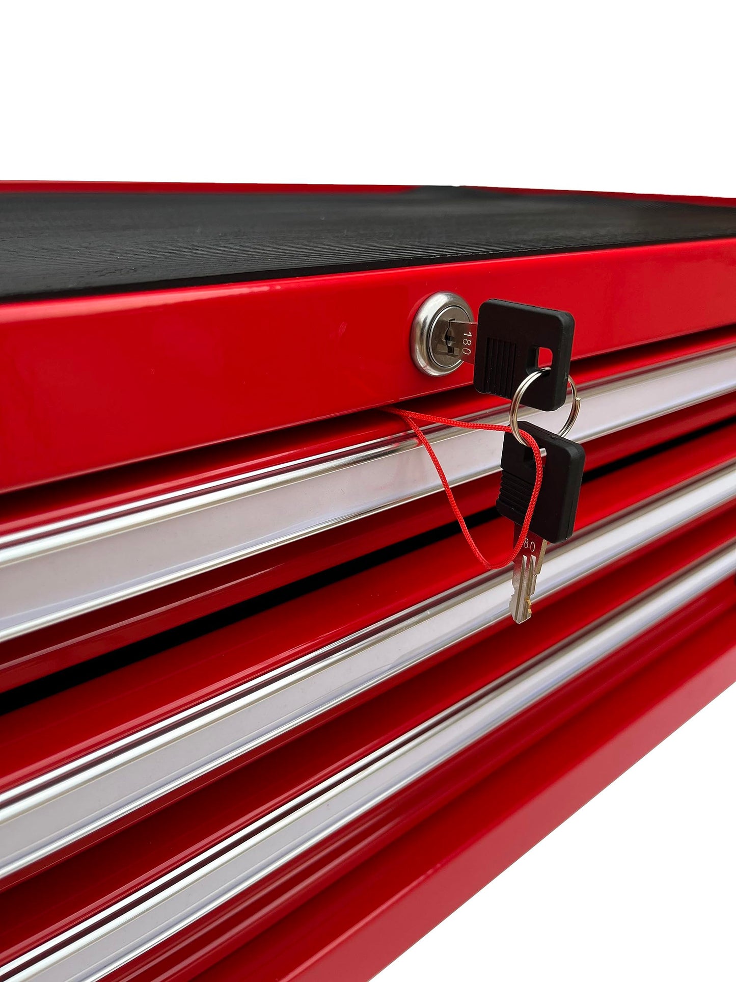 Workington Industrial 3 Drawers Portable Metal Intermediate Box, 26" Middle Tool Chest Cabinet with Ball Bearing Drawer Slides, Steel Tool Storage Box Organizer 4009 Red