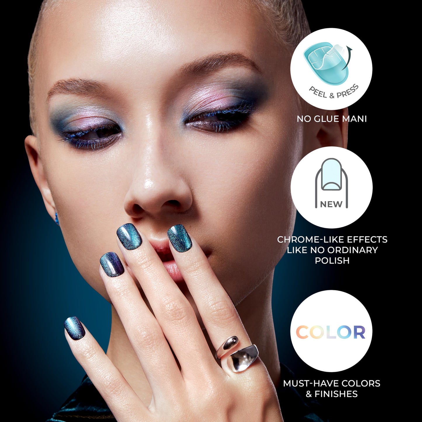 Kiss Impress No Glue Mani Press On Nails, ColorFX, 'Last Call', Pink, Short Size, Squoval Shape, Includes 30 Nails, Prep Pad, Instructions Sheet, 1 Manicure Stick, 1 Mini File