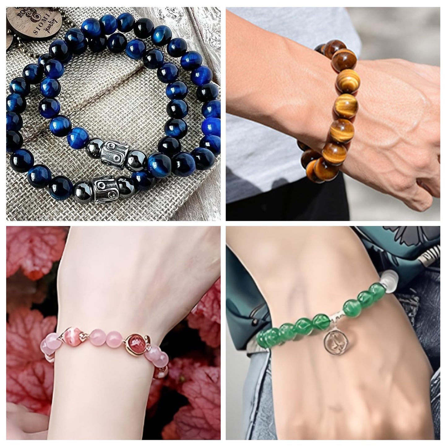 NITOPUPU 8mm 45pcs Tourmaline Persian Jade Natural Stone Beads for Jewelry Making Supplies, Round Crystal Beads for Bracelets Necklace DIY Crafts