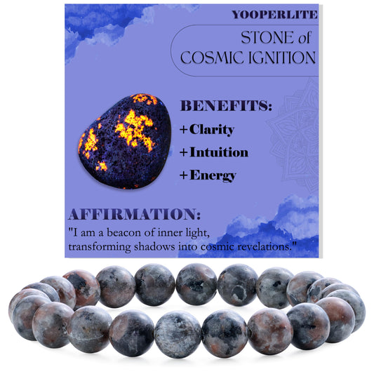 Yooperlite -Cosmic Ignition-8mm Beaded Bracelets for Women Handmade Semi Precious Natural Stone Stretch Elastic Jewelry Yoga Protection Gifts