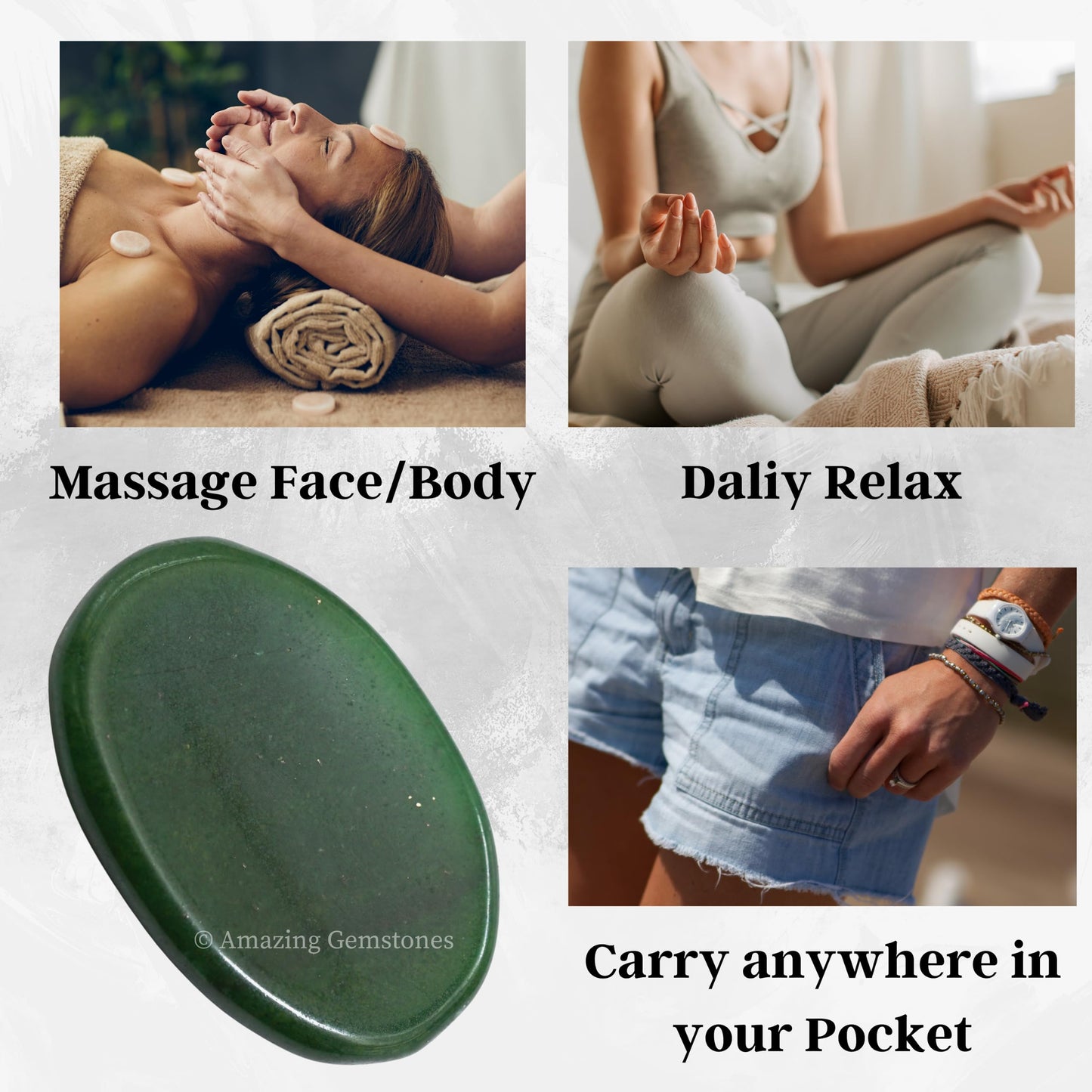 Amazing Gemstone Green Jade Aventurine Worry Stone Crystals and Healing Stones - Worry for Stress Relief Gifts - Piedra Crystal Fidget for Meditation - Unique Stocking Stuffers and Birthday Gifts