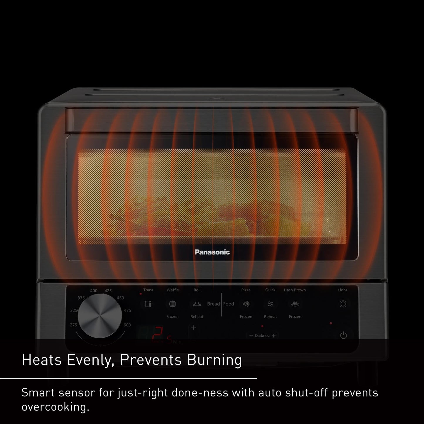 Panasonic FlashXpress Toaster Oven Countertop, Compact 4 Slice Toaster Oven w/Double Infrared Heating, PFAS-free, 6 Auto Cook Options & Precise Temperature Control, 1300W - NB-G200P (Stainless Steel)