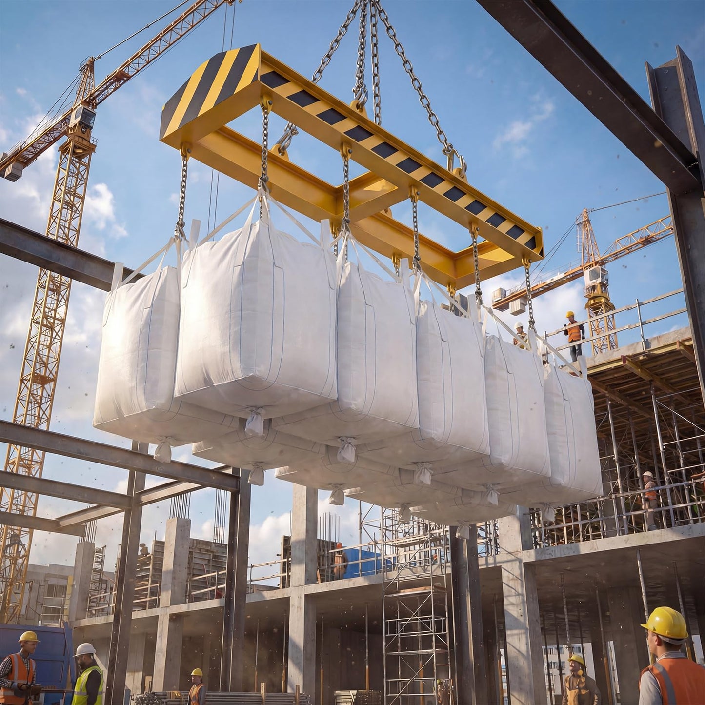 Aliceset 2 Pcs FIBC Sack Bag Bulk 1.5 Ton Bag 3300lbs SWL 35"L x 35"W x 43"H Heavy Duty Large Sand Sacks with Duffle Bottom Handle Polypropylene for Industrial Agriculture Transport Construction