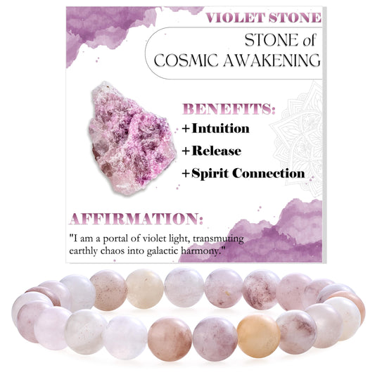 Violet Stone-Deep Peace-8mm Beaded Bracelets for Women Handmade Semi Precious Natural Stone Stretch Elastic Jewelry Yoga Protection Gifts