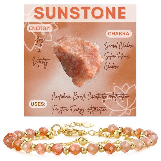 Farfume Sunstone Crystal Bracelet Beaded Bracelets for Women 4mm Natural Stone Beads Gemstone Handmade Jewelry Valentine's Day Gifts