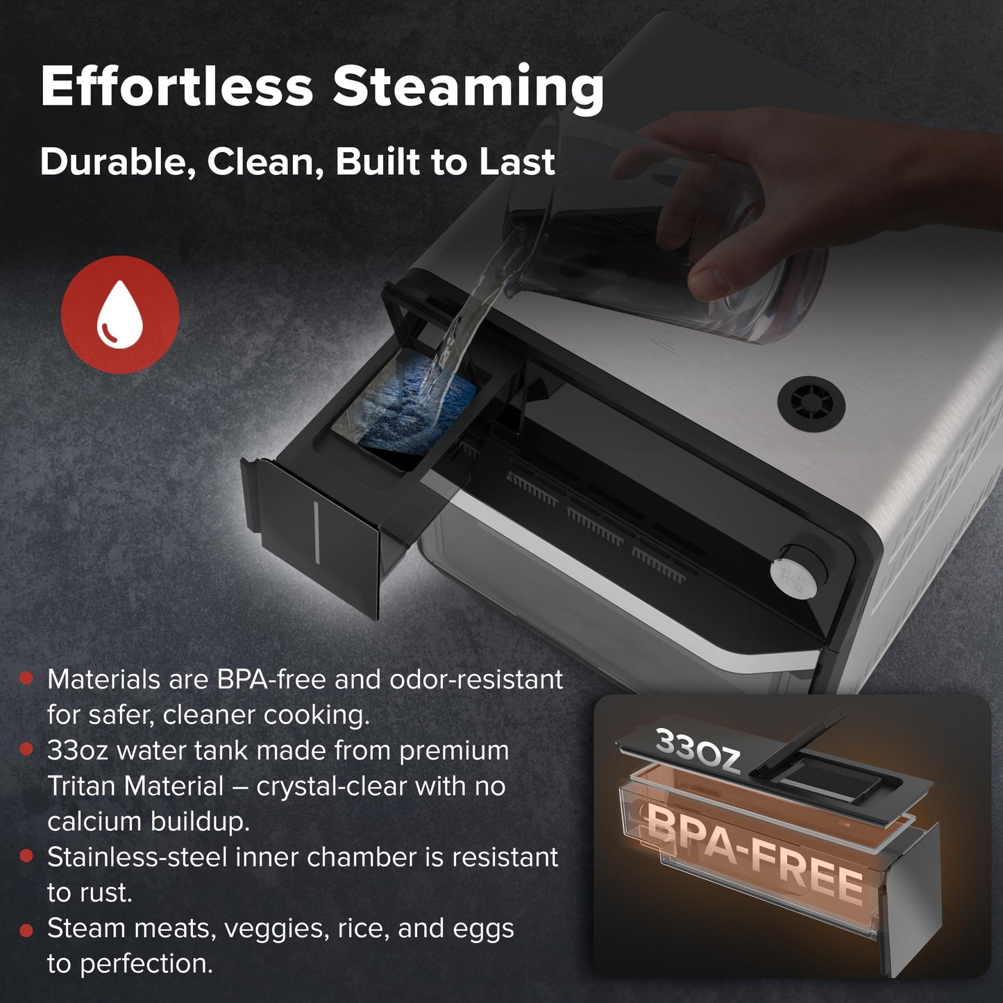 Nuwave PFAS-Free Steam Oven & Air Fryer, All-in-One Convection Cooker with Precision Steam Control, Toast, Air Fry, Sous Vide, Steam & More, Juicier Meats, 120 Presets, 50–450°F, Stainless Steel