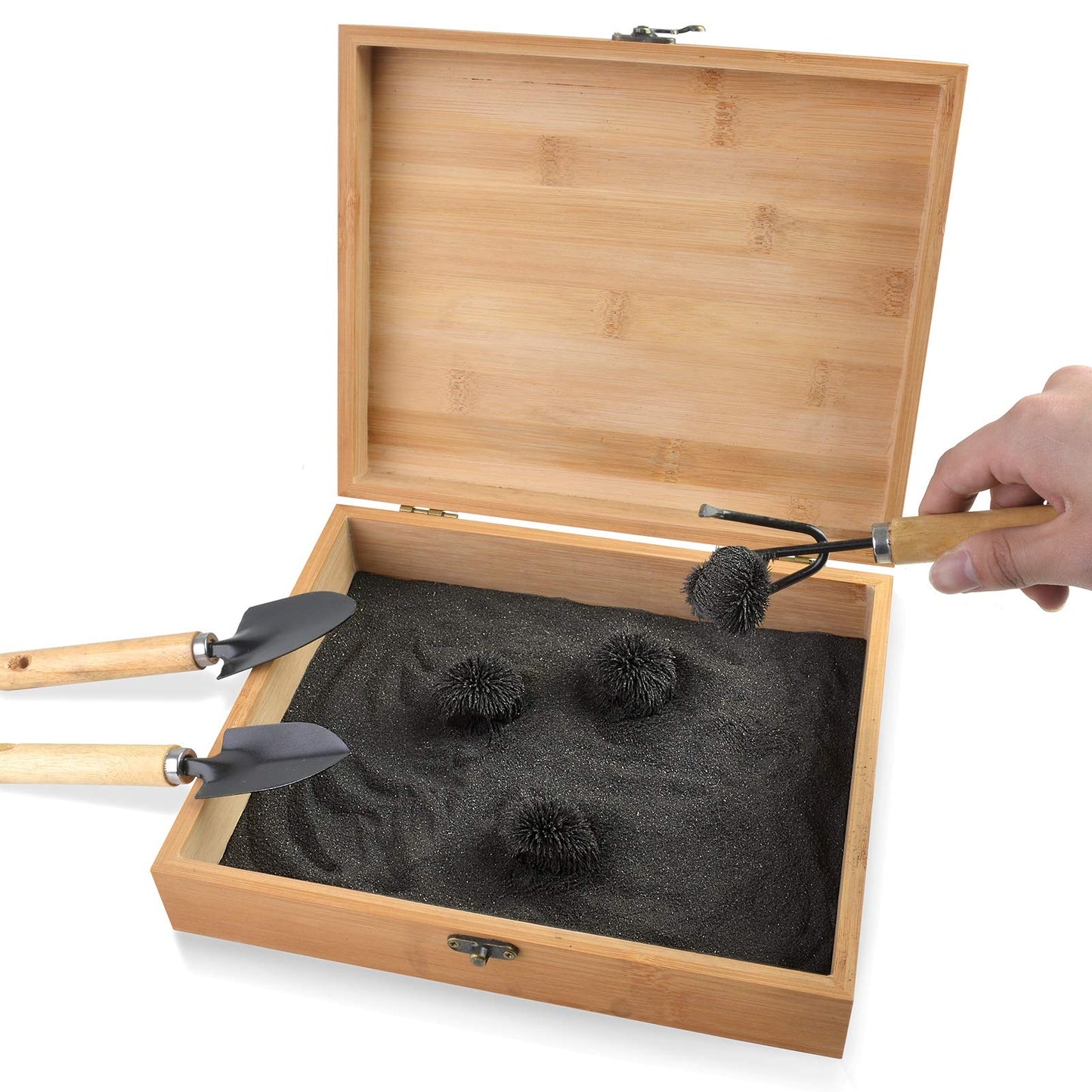 SPACECARE Magnetic Zen Sand Garden with 1.5 Lbs Iron Fillings, 4 Magnets and 3 Tools, Wooden Box Toy for Science, Stress Relief, Creativity and Teen Education