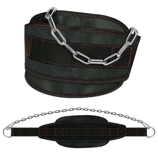 Dip Belt for Weight lifting, Weight Belt with 34'' Extra Long Adjustable Steel Chain, Pull Up Belt for Powerlifting, Strength Training and Bodybuilding, Comfortable Waist Back Support for Men & Women