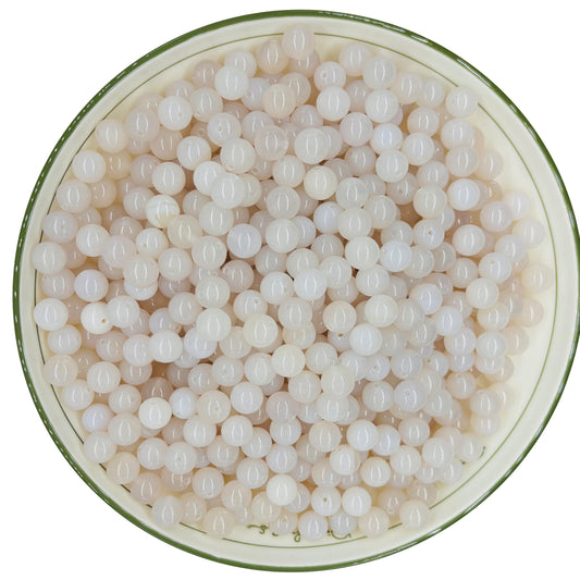 WHNKFB 8mm 50PCS Natural White Agate Round Beads, Banded Loose Stone Beads for Jewelry Making Craft - 4mm 6mm 8mm 10mm Options with Free Elastic Cord