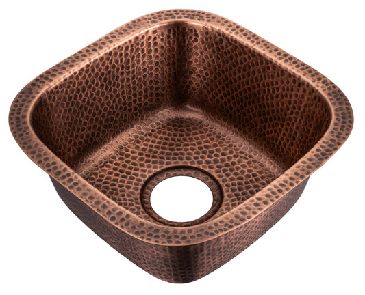 Monarch Abode Kitchen & Bar Sink – 15-inch Atlas Dual Mount Drop in Kitchen Sink, Hand Hammered Pure Copper Sinks, Drop in Bar Sinks or Undermount, Deep Single Bowl