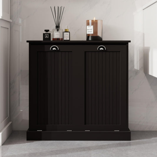 Gecheer Two-Compartment Tilt-Out Laundry Sorter Cabinet - Organized and Easy to Clean Modern Bathroom Storage Cabinet, Bathroom Shelf, Freestanding Cupboard for Living Room LYKW1120139082