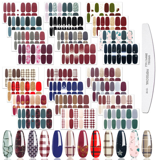 JERCLITY 24 Sheets Nail Polish Strips Wraps with Nail File Self-Adhesive Nail Stickers Gel Nail Strips for Women Girls