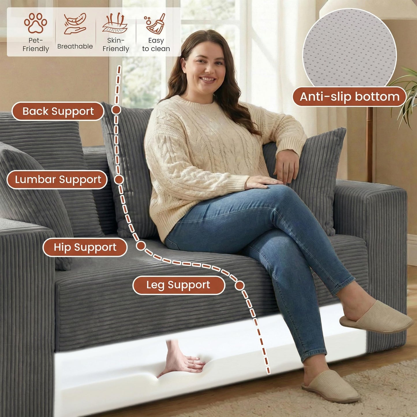 AOLVDOW Convertible Sofa Bed, 5 in 1 Small Boneless Couch Pull Out Loveseat Sleeper Sofa,Corduroy Futon Couch Folding Mattress with 4 Pillows for Living Room Bedroom Lounge (No Assembly)