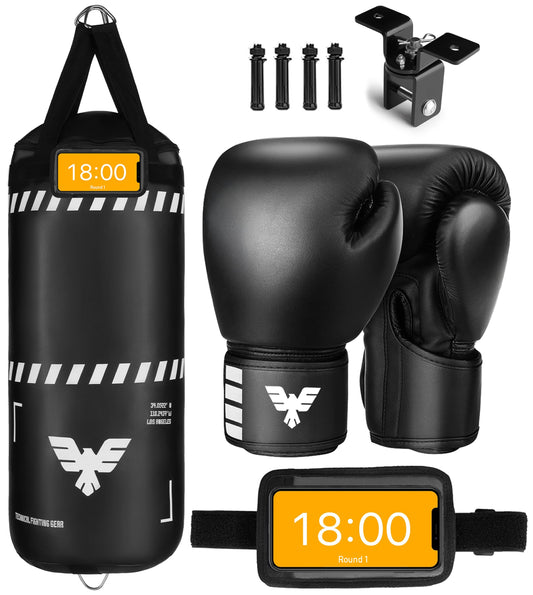 Elite Sports Kids Boxing Punching Bag Set - 2 ft Heavy Boxing Bag, 6oz Gloves & Phone Case – Youth Boxing, MMA, Home Gym & Martial Arts Training Equipment (UN-Filled)