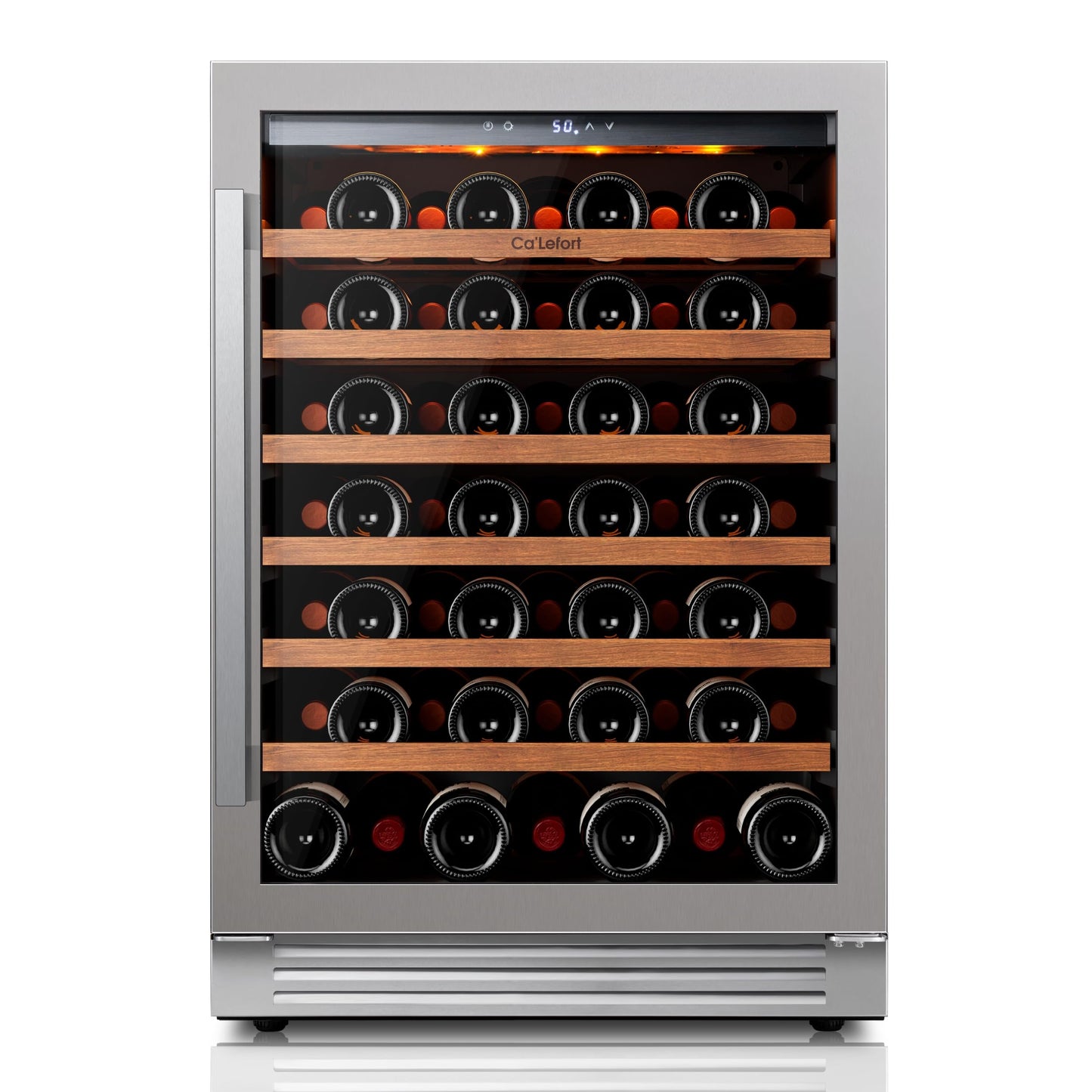 Ca'Lefort 24 Inch Wine Fridge, 61 Bottle Wine Cooler Refrigerator, 40-65°F Wine Refrigerator Glass Door, 3 LED Wine Fridge, Built-in or Freestanding Fridge for Home/Bar/Kitchen (5.65 cu.ft)