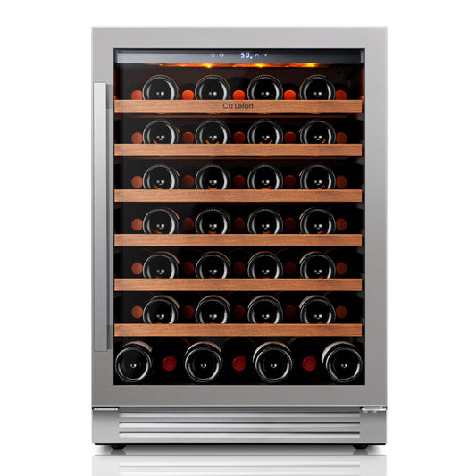 Ca'Lefort 24 Inch Wine Fridge, 61 Bottle Wine Cooler Refrigerator, 40-65°F Wine Refrigerator Glass Door, 3 LED Wine Fridge, Built-in or Freestanding Fridge for Home/Bar/Kitchen (5.65 cu.ft)