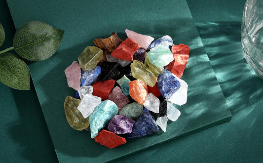 QINJIEJIE Assorted Raw Crystals 10 Colors Healing Crystal Rocks Stones 1" Bulk Large Gemstones for Tumbling, Cabbing, Fountain Rocks, Decoration, Polishing, Handmade, Wicca Reiki Rough Quartz
