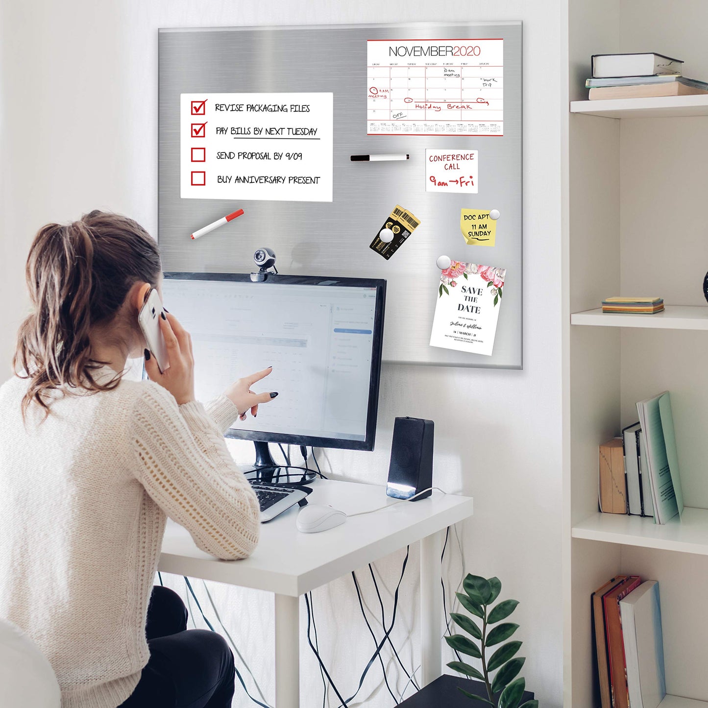 Essentially Yours Magnet and Message Board | Jumbo 30 x 35 x 0.7 Inch Magnet and Message Board | Mountable Steel Bulletin Board