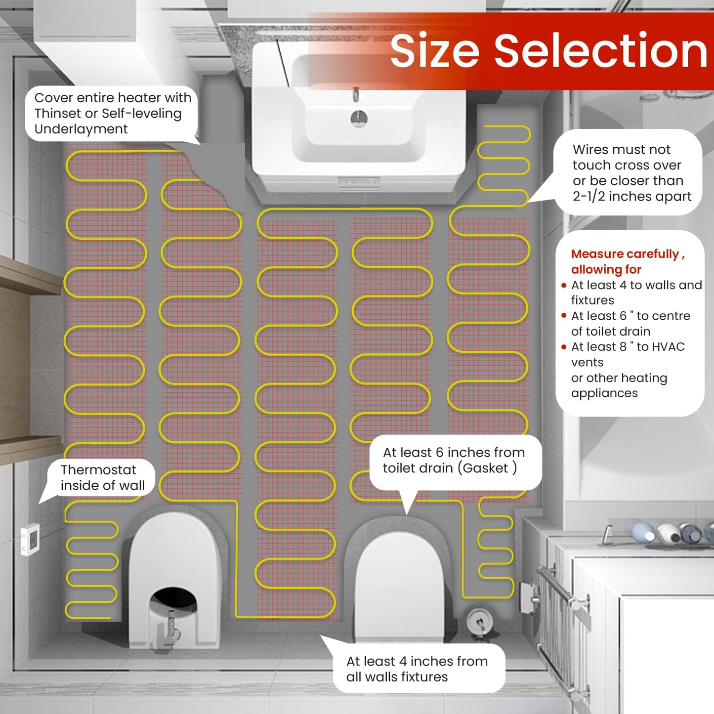 70 sqft HEATIT Warmmat Electric Radiant Self-adhesive Floor Heat Heating System & ET-7A Thermostat & Alarm Monitor