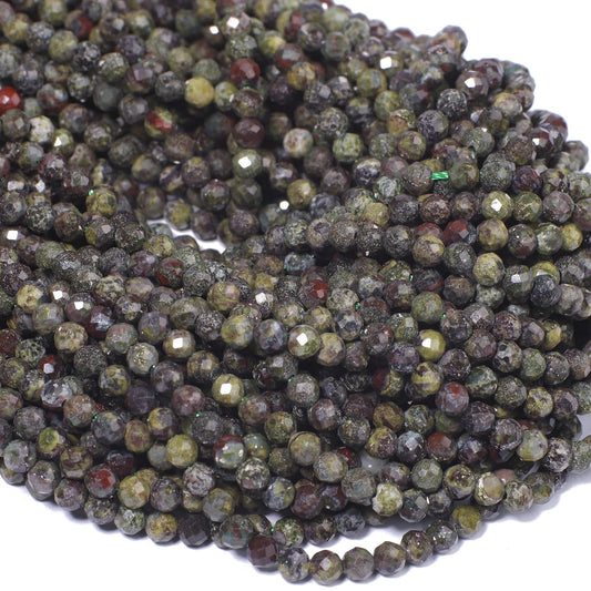 Song Xi 120pcs 3mm Natural Dragon Blood Gemstone Beads Faceted Round Loose Stone Beads for Jewelry Making (1 Strand)