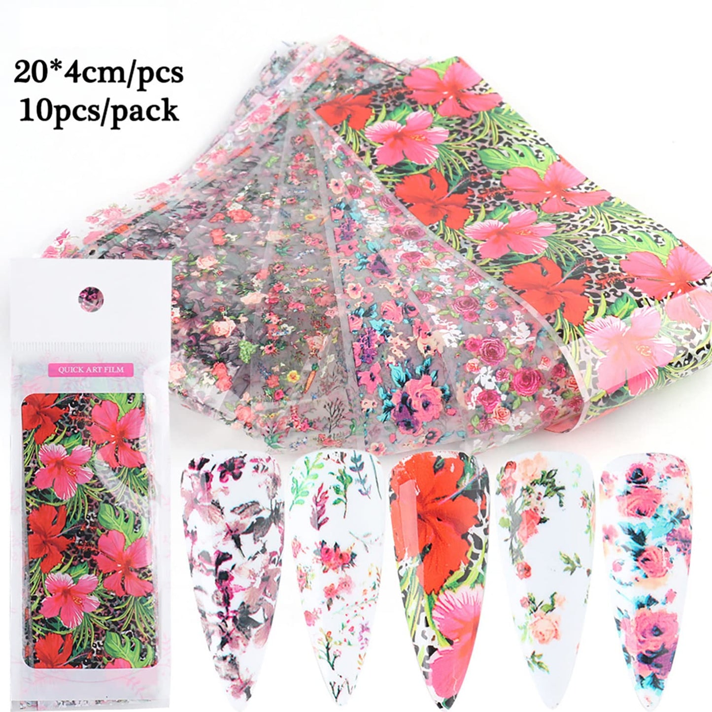 Holographic Nail Foil Transfer Stickers Decals, Flower Nail Polish Sheets Sky Starry Paper Transfer Foils Leopard Print Nails Supplies for Nail Transfer Glue Women Manicure Nail Film Decorations