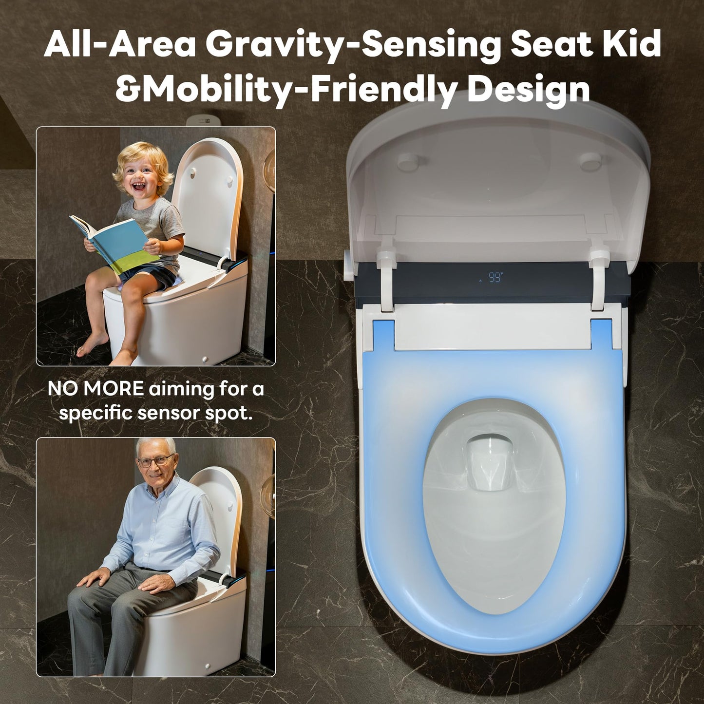 CANEST Smart Toilet with Bidet Built in, Foam Dispenser, Auto Temp Control Wide Heated Seat&0.1s Instant Water, Full-Area Seat Sensor, Auto Open/Close, Foot Sensor, Auto Deodorization, Remote(FC-002)