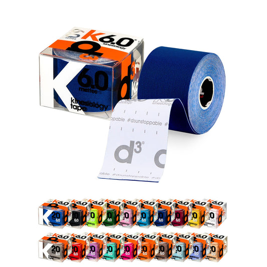 d3 K6.0 Kinesiology Tape 2in x 20ft – Navy Blue Athletic Tape for Joint Support, Pain Relief & Muscle Recovery | Water Resistant & Hypoallergenic for Knee, Shoulder & Back – Uncut Roll