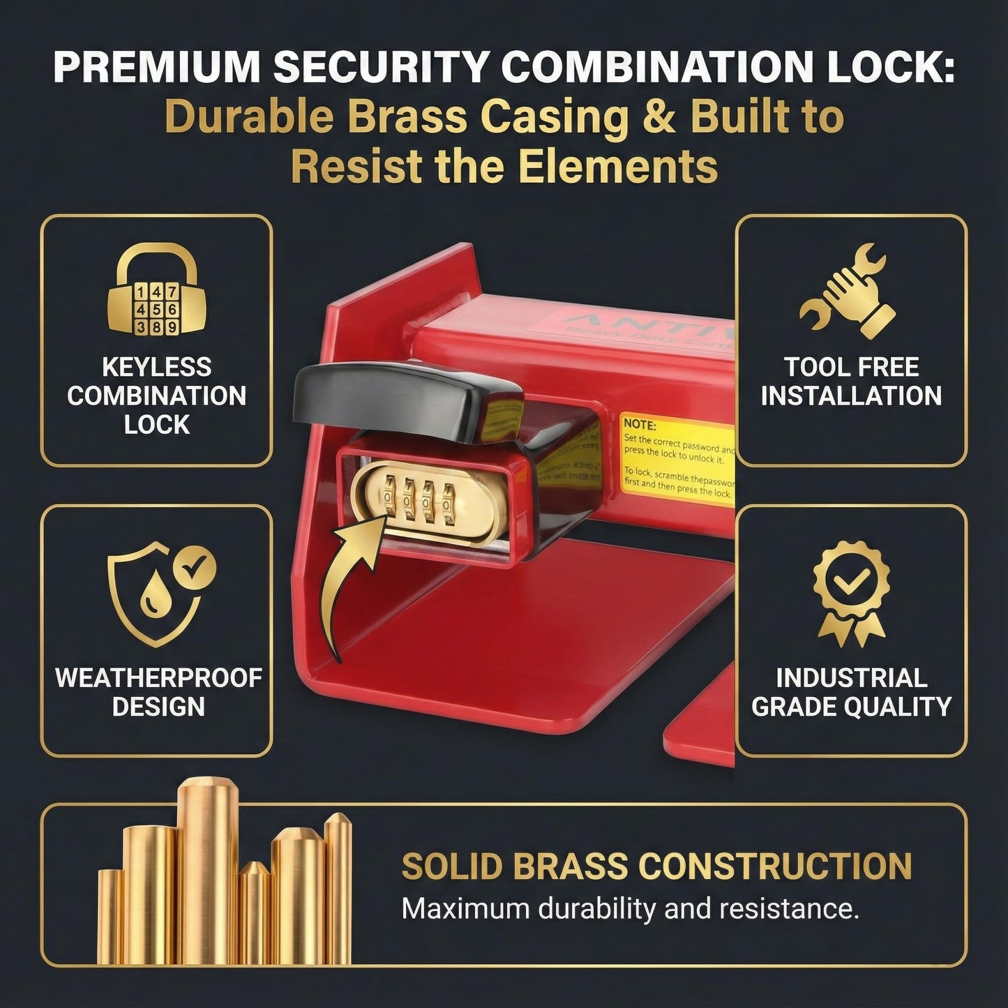 Antivanl Shipping Container Locks Heavy Duty with Combination Lock, Maximum Security Semi Trailer Door Lock, Shipping Container Combination Locks for Semi Trailer Door Security (9 3/8" to 16")
