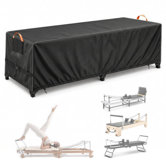 Pilates Reformer Cover, 600D Heavy Duty Waterproof Reformer Protection, Dustproof Pilates Equipment Machine Cover for Home Gym Yoga Studio Indoor Outdoor, Black 101"x31"x23"