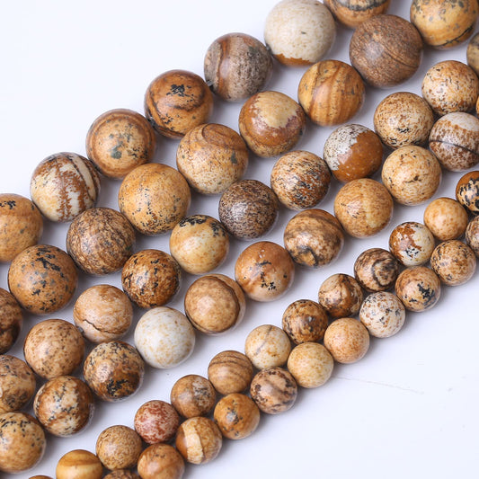 48PCS 8MM Pictures Jaspers Stone Beads Energy Healing Beads for DIY Jewelry Bracelet Necklace Making for Jewelry Making 15" (Pictures Jaspers, 8MM)