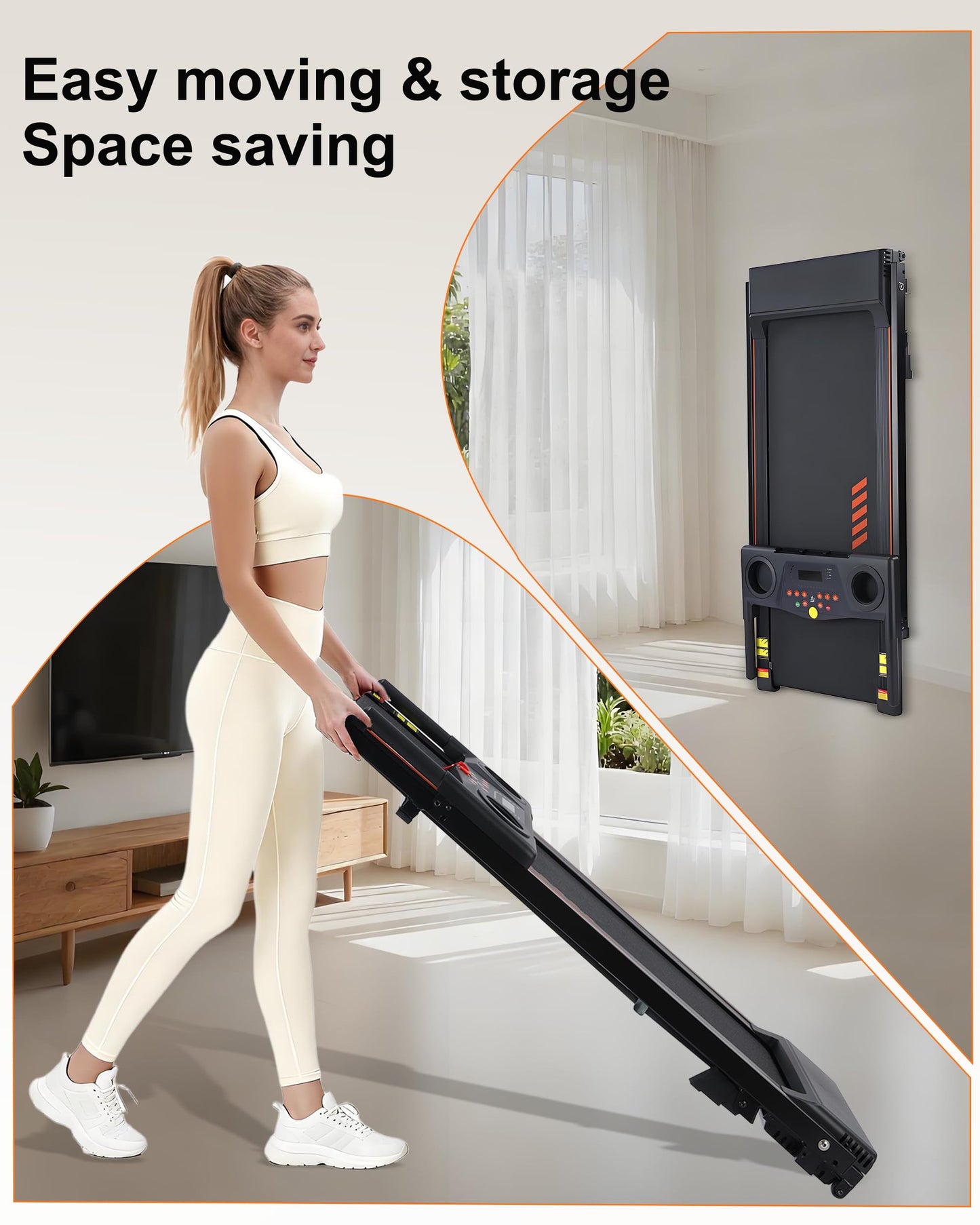 Treadmill with Incline, 3.0 HP Small Treadmills for Home with 300 LBS Capacity, Incline Walking Pad Treadmill with Handle Bar, LED Dispay, 24 Preset Programs, Water Bottle Holder, iPad Stand