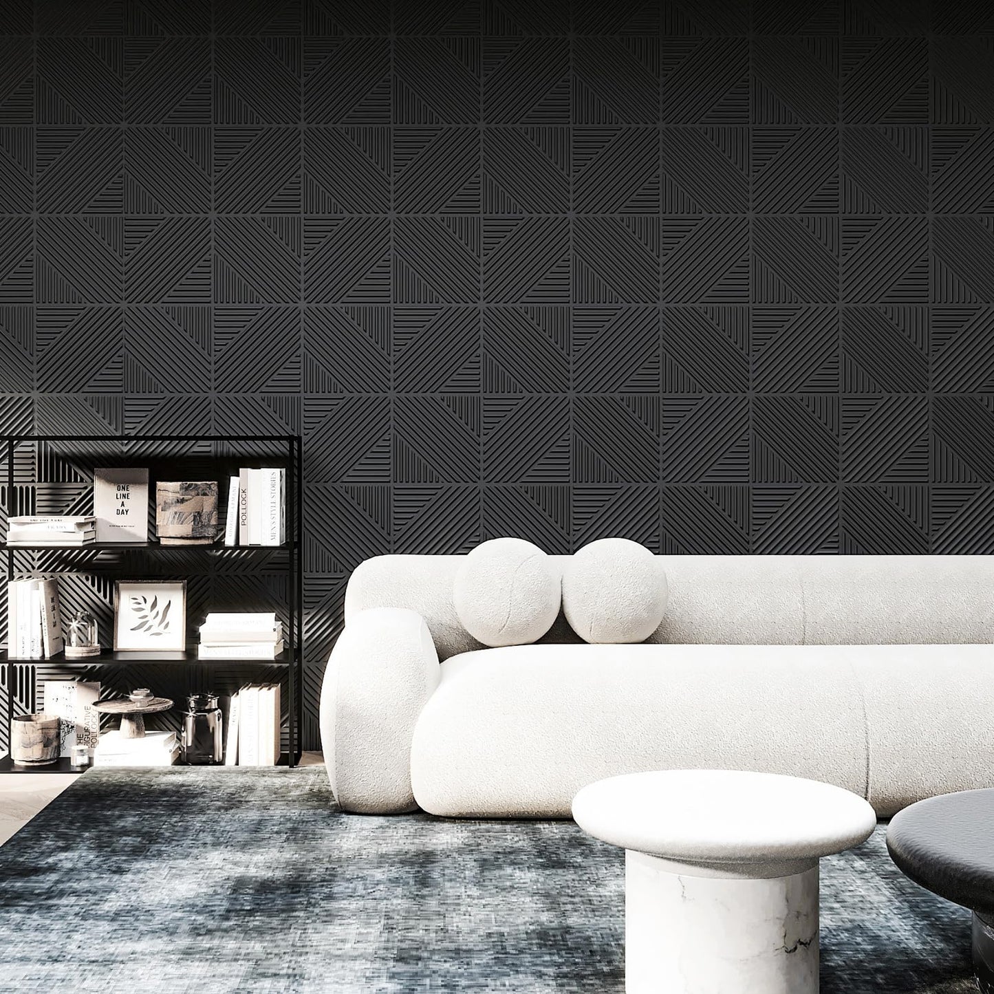 Art3d 33-Pack 3D Wall Panels for Interior Wall Decor, Textured Accent Wall Paneling for Living Room, Bedroom, TV Wall Background, 12"x12" Black