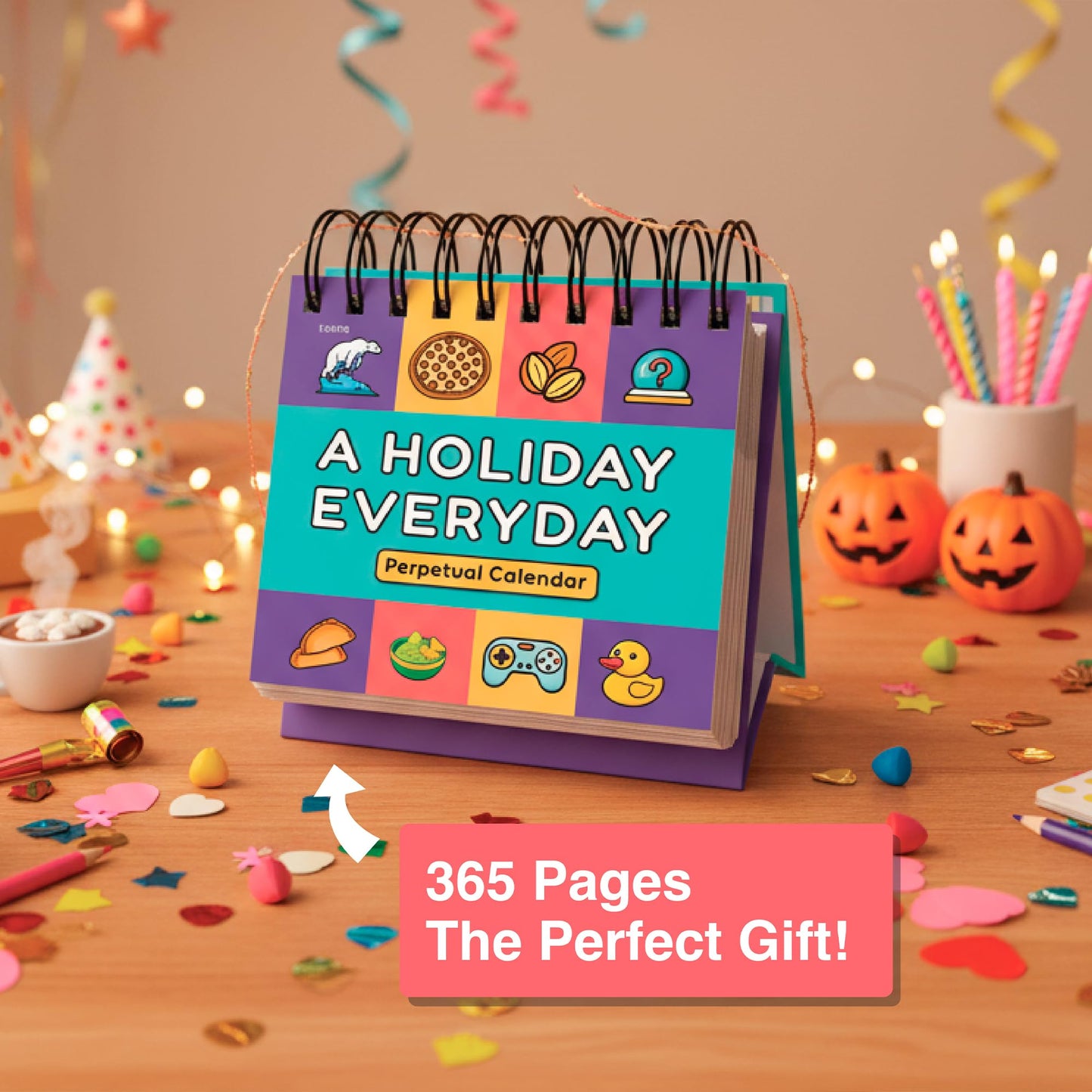 Everyday Is A Holiday Calendar | Funny Perpetual Desktop Calendar With Every Goofy & Silly Holiday For Each Day Of Year, 365 Humorous & Weird Holidays with Custom Illustrations on Every Page